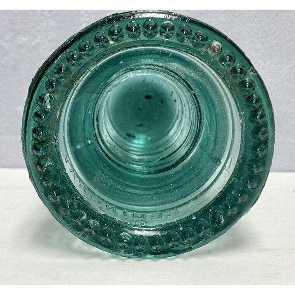 Vintage Small Hemingray-12 Aqua Green Insulator 3.5 Inch - Picture 7 of 10
